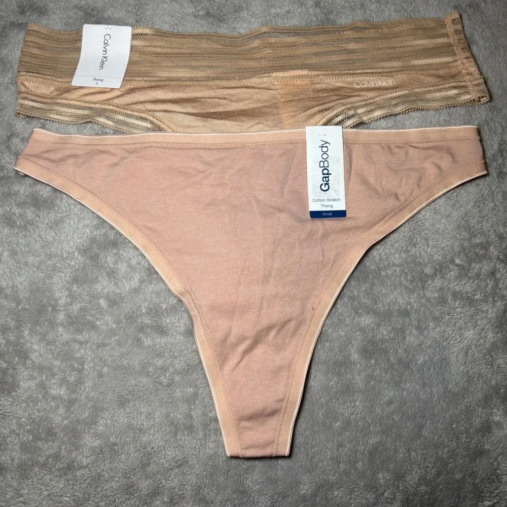Calvin Klein GapBody Thong Panty Bundle Nude Tan Small NWT 2 Pack
